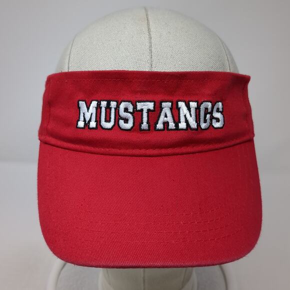 Mustangs Herzog Strapback Sun Visor Cap Red OS Adjustable Embroidered Bwm Global - Picture 2 of 10
